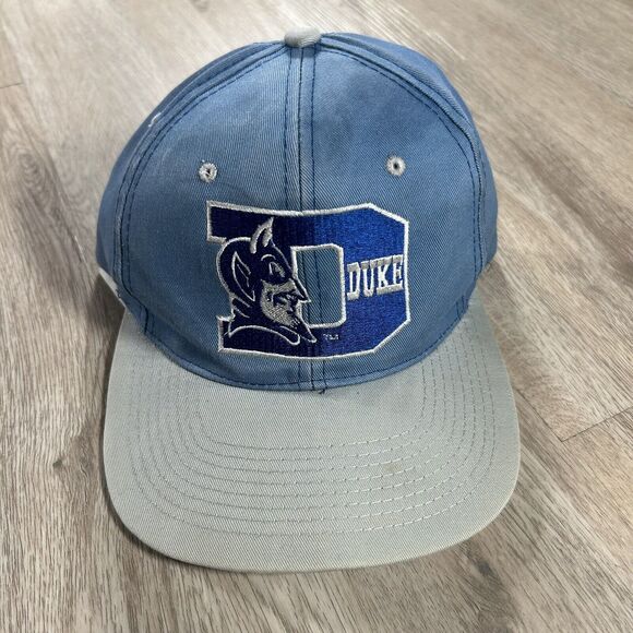 Vintage Duke Blue Devils Hat Snapback College Blockhead NCAA‎ Blue Gray Cap - Picture 1 of 8
